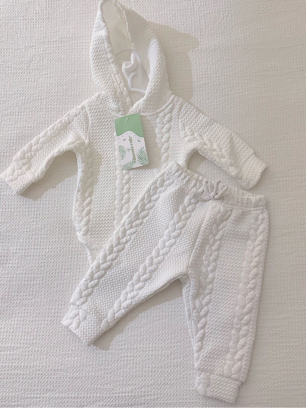 Baby Cable-Knit Hoodie & Jogger Set - White